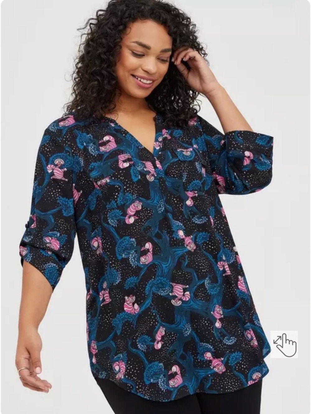 Harper - Georgette Disney Alice In Wonderland Pullover Tunic Blouse